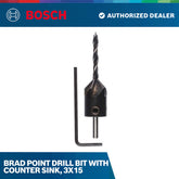 Brad Point drill bit with counter sink, 3X15